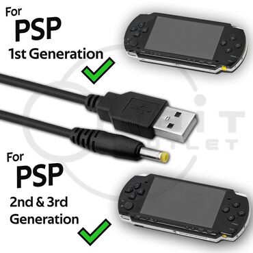 PSP (Sony PlayStation Portable): PSP street, fat və slim modelləri üçün adaptor (şarj) satılır
