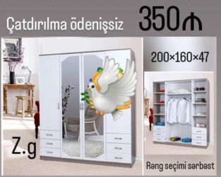 seyf qapi islenmis: Новый, Распашной, 4 двери Прямой шкаф, Гардеробный шкаф