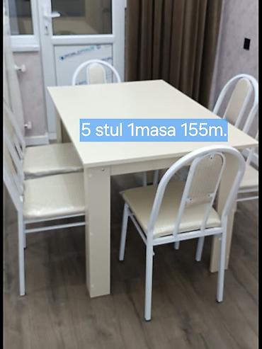 balka: Mətbəx üçün, Yeni, Açılmayan, Dördbucaq masa, 4 stul — 5