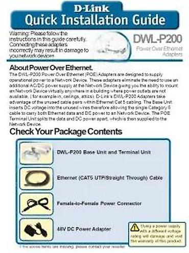 Druga oprema za računare i laptopove: D‑Link DWL‑P200 Power Over Ethernet (PoE) Adapter Kit Opis: - PoE — 20