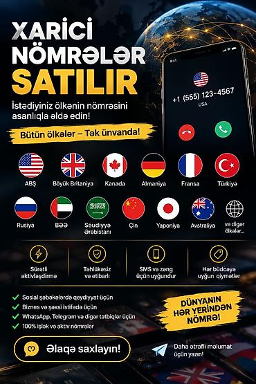 🌍 İstənilən ölkənin xarici nömrələri — satışda! Başqa ölkəyə məxsus
