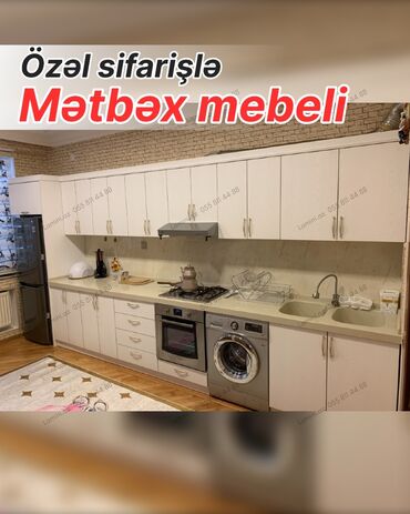 мебель для кухни: Özəl sifarişlə hazırlanmış mətbəx mebeli - Aşağıdan-yuxarıya tam xətt
