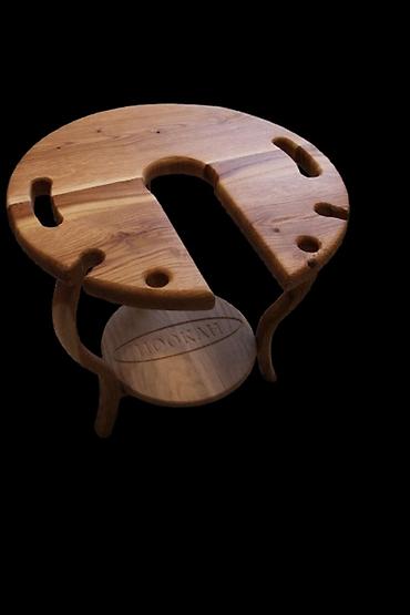 Журнальные столы: Столик для кальяна из натурального дерева - Функциональный круглый — 9