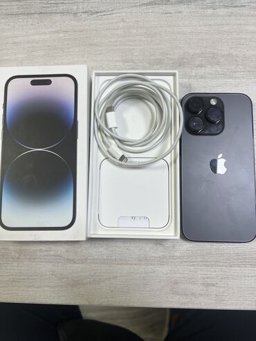 купить ресивер: IPhone 14 Pro, Б/у, 256 ГБ, Black Titanium, Коробка, 87 %