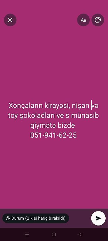 ikinci el xonca: Xonçaların kirayəsi, nişan və toy şokoladları – münasib qiymətə — 1