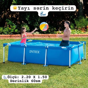 Səsgücləndirici və qəbuledicilər: ✅İntex hovuzu 🌊 📐Ölçü: (2.20 X 1.50) 🔹Dərinlik 60sm 🔹İstehsal