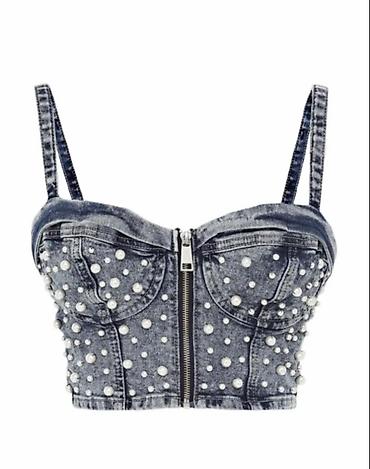 Topovi: Atraktivan Guess original nov korset od teksasa sa biserima, M — 6