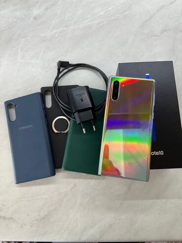 telfon samsung: Samsung Note 10, 256 GB, rəng - Gümüşü, Barmaq izi, İki sim kartlı, Face ID