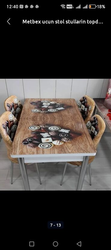 Masa və oturacaq dəstləri: Mətbəx üçün, Yeni, Açılan, Dördbucaq masa, 4 stul — 11