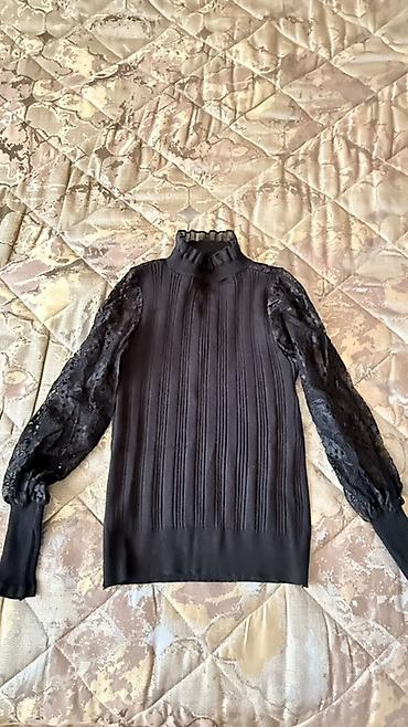 Sviterlər: Qara rəngli qadın bluzası/sviteri - Model: Yüksək yaxalı, balıqçı — 1
