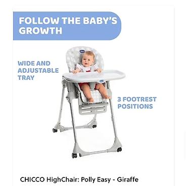 Столы для кормления: Chicco Polly Easy – “Giraffe” uşaq yemək stulu - Geniş və tənzimlənən — 3