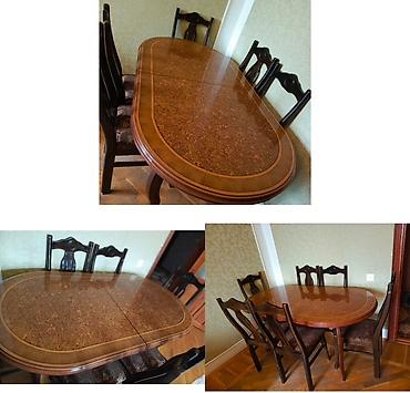 Qonaq otağı üçün, İşlənmiş, Açılan, Oval masa, 6 stul