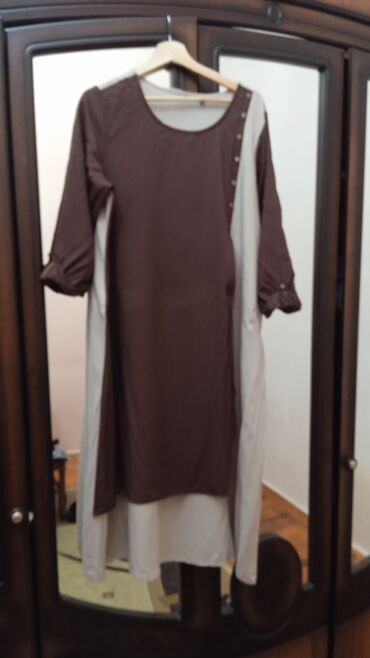 платье хлопок: Повседневное платье, Индия, Длинная модель, Хлопок, 4XL (EU 48)