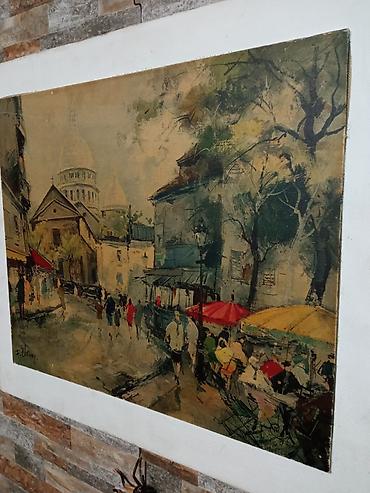 gobleni otkup: Umjetnička slika – gradska ulica sa kafićima i kupolom crkve u — 9