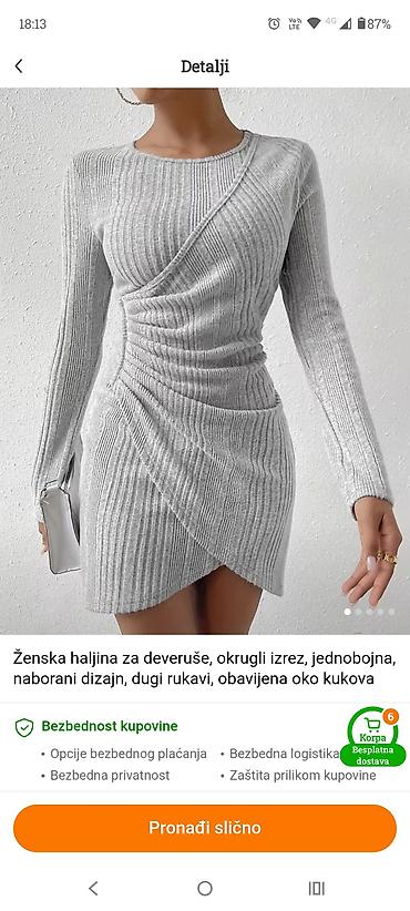 Nova siva haljina M veličina,dužina cele haljine 88 cm