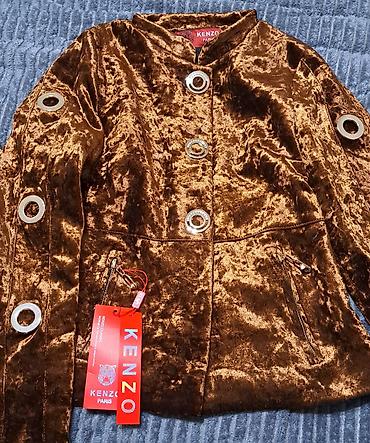 мех: KENZO Paris qadın jaketi – məxməri parça, qəhvəyi-bronz rəng - Model — 2
