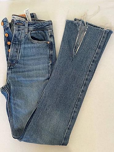 Джинсы, Прямые, Zara, Турция, Высокая талия, С разрезом