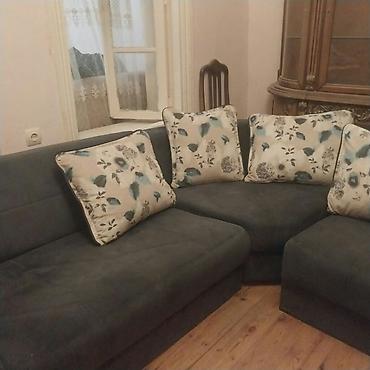 metbex kunc divan: Künc divan dəsti - Dərin boz rəngli, yumşaq parça üzlü künc modullu — 1