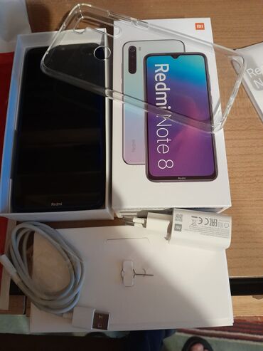 ilkin odenissiz telefonlar: Xiaomi Redmi Note 8, 64 ГБ, цвет - Синий, 
 Сенсорный, Отпечаток пальца, Две SIM карты