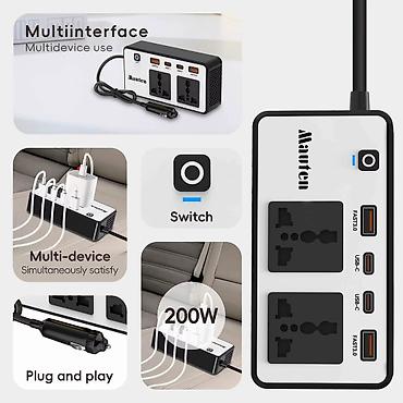 vita avto: 200W Avto DC/AC 12v-220v inverter 200W gücündə, avtomobil üçün — 2