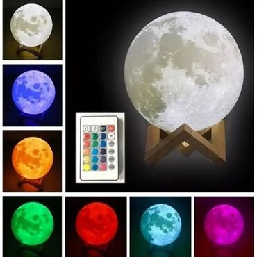 лампа луна: Ночник Луна 🔥Меняет цвет 🔥С подставкой 🔥Идеальное состояние 🔥Работает