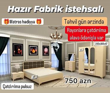 Ev üçün mebel: Yataq otağı mebel dəsti – hazır fabrik istehsalı. Dəst tərkibi: - — 1