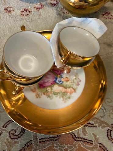 lipit cayi: Çay dəsti, rəng - Qızılı, Farfor, 6 nəfərlik, Almaniya — 1