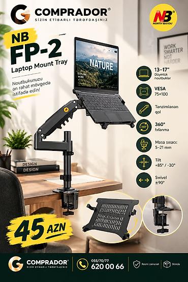 NB Ergonomic FP-2 (North Bayou), noutbuku monitor qollarına
