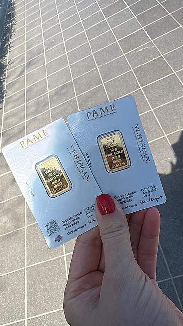 Aksesuarlar: Zertifikatli, İsveçrə qızılı, 999,9 əyar qızıl Pamp 10 gram — 2