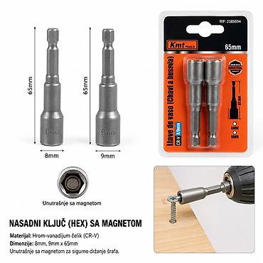 KMT Snažna urezana nasadna glava sa magnetom 2385694 Opis: - Set od 2