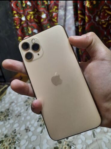 Apple iPhone: IPhone 11 Pro, Б/у, 64 ГБ, Золотой, Защитное стекло, Чехол, 100 %
