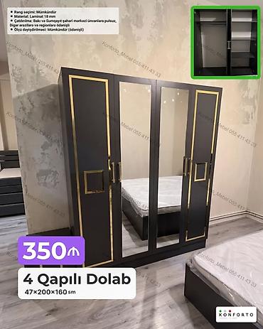 Ev və bağ: 4 qapılı dolab – 47×200×160 sm - Material: 18 mm laminat - Rəng — 1