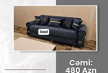 Divanlar: Tek divan – 450 AZN - Müasir dizayn: dərin kapitone tikişlər, qızılı — 25