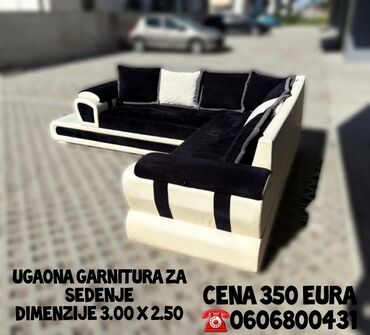 Ugaone garniture: Ugaona garnitura za sedenje Ugaona je od eko koze kombinacijom — 4