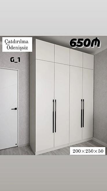Minimalist dizaynlı 4 qapılı paltar dolabı - Model: G_1 - Rəng