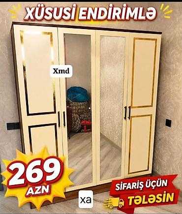 geyim dolabi: Dörd qapılı paltar şkafı - Rəng: krem tonlarda, qızılı haşiyələr və — 1