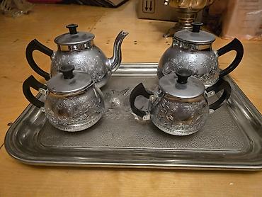 cay serviz: Çay dəsti, rəng - Gümüşü, Metal — 6