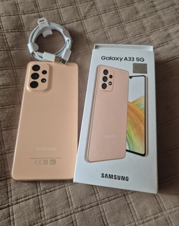 Samsung: Samsung Galaxy A33, 128 GB, rəng - Bej, Barmaq izi