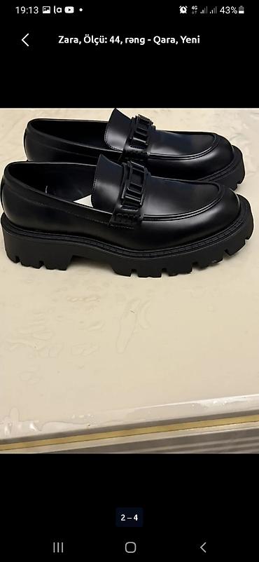 honor smart: Zara kişi loaferləri - Rəng: qara - Ölçü: 44 - Model: qalın rellefli — 1
