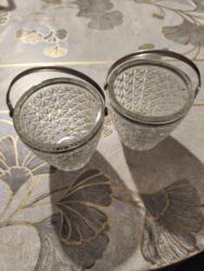 gece isigi: Şüşə buz vedrəsi – 2 ədəd dəst - Material: qalın, şəffaf şüşə -