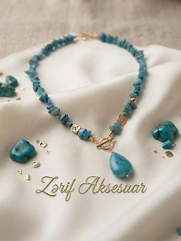 Бижутерия: Firuzə boyunbağı əl işi — 3