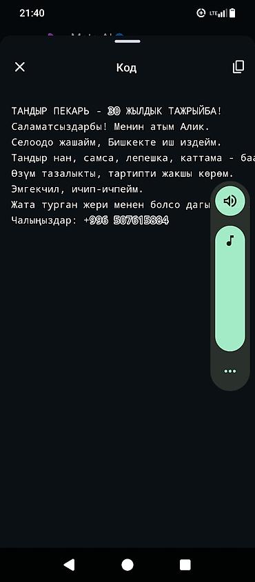 трактор клас: Тандыр-пекарь — 30 лет опыта. Ищу работу пекаря в Бишкеке. Готовлю в — 1