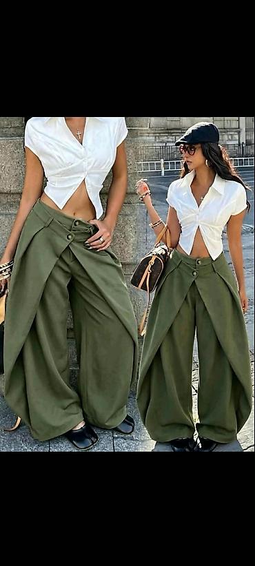 jordan helanke: Fa, Ženske široke pantalone sa preklopom – avangardni kroj - Model — 2