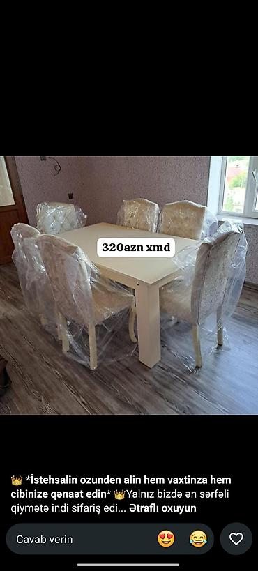 Qonaq otağı üçün, Yeni, Açılmayan, Dördbucaq masa, 6 stul lalafo.az -da Qonaq otağı üçün, Yeni, Açılmayan, Dördbucaq masa, 6 stul