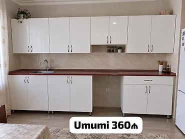 Yeni mətbəx mebeli – ümumi 360₼ - Ölçü: 3.03 m - Rəng: Ağ, parlaq