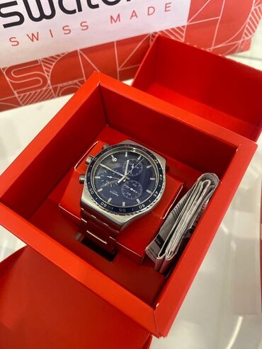 браслет ош: Часы Swatch Swiss Made, хронограф - Корпус и браслет: нержавеющая