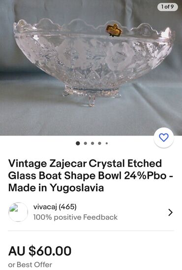 Činije: Cinija nova veca kristal Zajecar 70te. Cinija kristal,led — 3