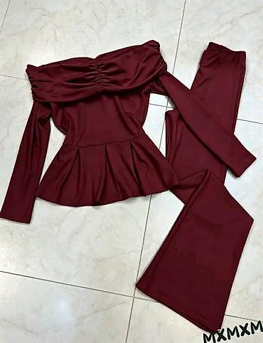 Ostali Kompleti, kombinezoni: Damski komplet – bluza sa golim ramenima i pantalone - Dvodijelni — 4