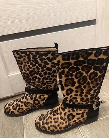 leopard 7: Женские сапоги с леопардовым принтом - Высота голенища: средняя — 2