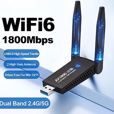 Wi‑Fi 6 USB Adapter (AX1800) Wifi adapter sürətli pc qoşula bilir heç